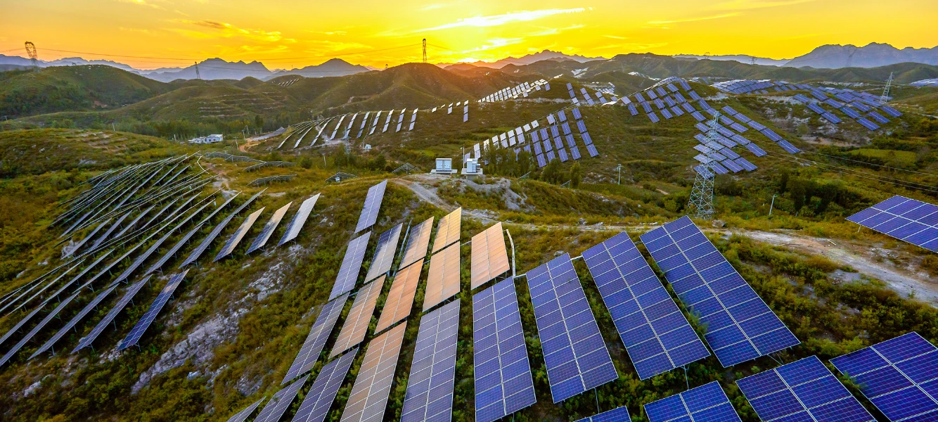 Solar energy panels over fields